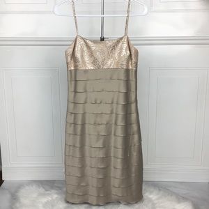 Beautiful Taupe & Silver ruffle dress!Size M